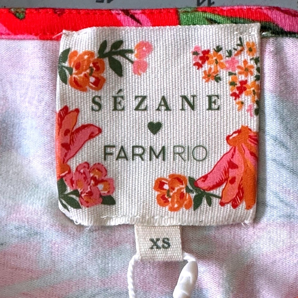 Sezane X Farm Rio SZ XS NWT The PIppa Floral Bela Bird Print Side Tie Midi Dress - Picture 10 of 16